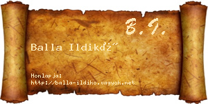 Balla Ildikó névjegykártya